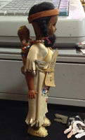Vintage Indian Kitschy Doll 7.5” W Papoose Doll Intact w Baby Carrier