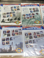 Set of 10 Celebrate the Century USPS Stamps Sheets 1900s-1990s MNH in Plastic