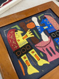 Vintage Mola Panama Hand Made Folk Art Tapestry 5x7” quilted Embroidery