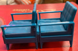 Vintage Dollhouse Mattel 1968 Blue Plastic Chair Furniture