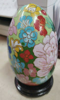Vintage early 1900's Floral Cloisonne Egg with Stand