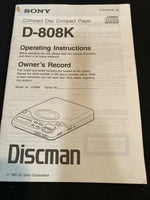 Sony Manual D 808K CD Player