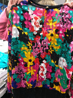 VTG Women Elastic Bottom Andy Warhol Print Style Blouse Shirt RARE RHTF Retro