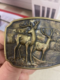 Vintage Deer in nature Solid Brass Belt Buckle by BTS