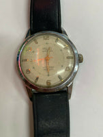 Vintage Mens Swiss Watch Den-Ro 17 Jewels, Mellow Patina Dial, Sweep Second Hand