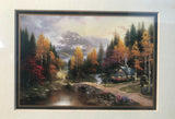 Vintage Thomas Kincade “The Valley Of Peace” Accent Print Framed W/ COA
