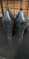 Vintage 90s Marc Fisher Black Leather Platform Chunky Heel Loafers Size 7.5