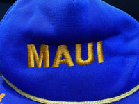 Vintage Maui Hawaii Trucker Hat Blue/Gold Leaf Hawaiian Snapback