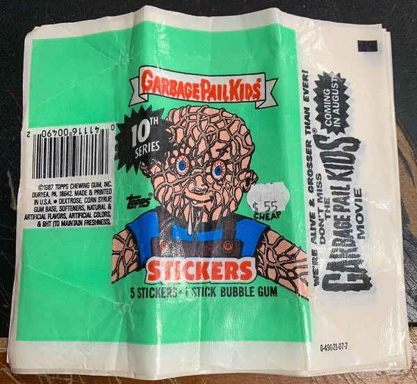 Vintage 1987 Garbage Pail Kids OS US 10th Series Wax Pack Wrapper w/o 25c Logo