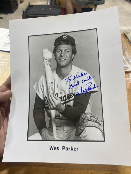 Wes Parker Brooklyn Dodgers signed vintage black n white photo