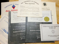 WW2 Veteran US Navy PreMed Officer Military Documents, Discharge Papers, Diploma