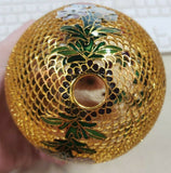 Vintage Chinese Famille Floral Glass Egg Inlaid Gold Wire