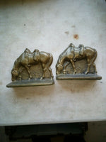 Vintage Pair Cast Iron Copper Finish Horse Western Cowboy Book End Bookends