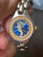 Vtg Disney Tinkerbell Quartz Watch by SII Int. Seiko Silver/Gold Bracelet