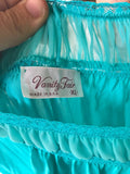 VTG USA MADE VANITY FAIR New Old Stock TAGS Retro Teal Satiny Smooth Night Gown
