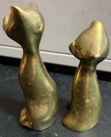 Vintage Pair Of Genuine Solid Brass Siamese Cats -  Kitch Retro