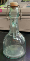 Vintage Mod Dep Aqua Glass 250ml Stopper W Handle Made In Italy