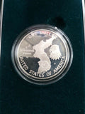 US Mint 1991 Korean War Memorial Coin Proof Silver Dollar w/ Original Box & COA