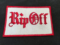 VINTAGE 1970's "RIP OFF" EMBROIDERED TWILL PATTERN SEW ON PATCH **QUANTITY**