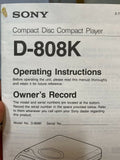 Sony Manual D 808K CD Player