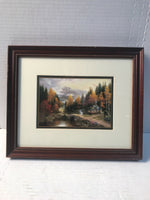 Vintage Thomas Kincade “The Valley Of Peace” Accent Print Framed W/ COA
