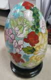 Vintage early 1900's Floral Cloisonne Egg with Stand