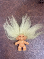 Vintage Troll Doll c64 2.5” blonde hair orange glass eyes