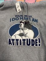 Vintage NOS w tags BIG DOGS Sweatshirt M gray h F05 “I DO HAVE AN ATTITUDE”