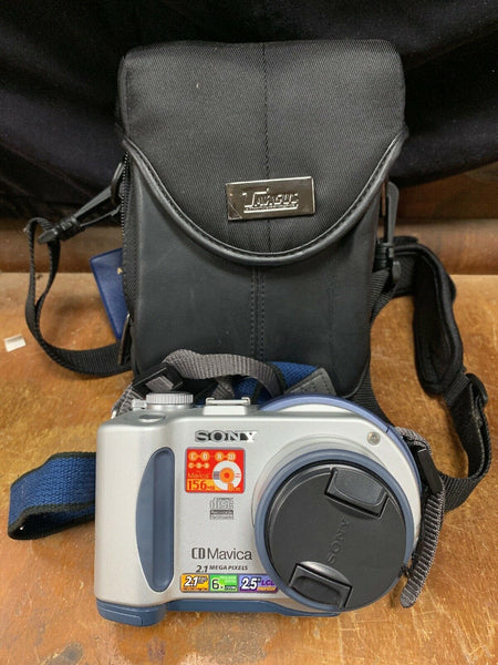 VTG Sony Mavica MVC-CD200 2.1MP Digital Camera Silver W Case/Bag, FREE SHIP