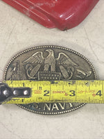 Vintage Solid Brass ADM Award Design Medals US United States NAVY Belt Buckle