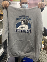 Vintage NOS w tags BIG DOGS Sweatshirt M gray h F05 “I DO HAVE AN ATTITUDE”
