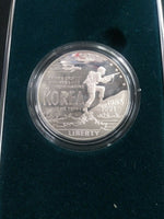 US Mint 1991 Korean War Memorial Coin Proof Silver Dollar w/ Original Box & COA
