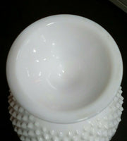 Vtg FENTON Hobnail WHITE MILK GLASS Round CANDY BOX Dish JAR w/LID  Footed