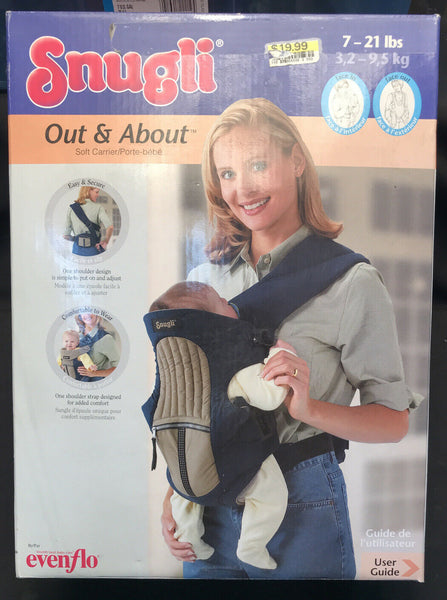 Snugli Baby Carrier Out & About Face on or Face Out Fits 7- 21 lbs Open Box