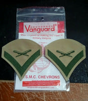 USMC VANGUARD SERGEANT CHEVRONS GREEN / KHAKI PAIR NEW