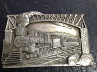 Vintage - 1983 BERGAMOT Brass Work TRAIN Railroad   BELT BUCKLE NICE  USA
