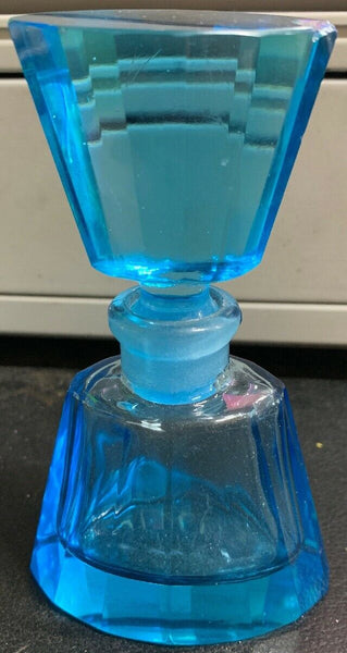 Vintage Aquamarine Glass Perfume Bottle - Unique Style
