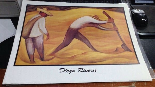 Vintage Diego Rivera Framed Art Print 20x16 "Peasants"