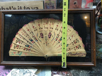 Vintage Framed Helen Akon Pinalanga Wooden Folding Fan