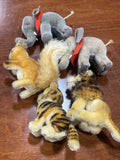 Vintage Steiff Elephant, Squirrel, Lion, Tiger Bundle Lot of 5 w Tag & Button