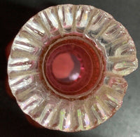 Vtg Fenton Art Glass Cranberry w/Clear Stopper Perfume Bottle, 7" Bubble Bottom