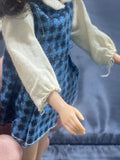 Vintage 1963 Skipper Brown Hair Eyes Straight Leg Doll With Sun Dress &
