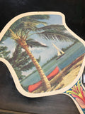 Vintage fan union made in USA Paradise Island Theme Boat Waves