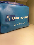 Vtg 70's PanAm Style Naugahyde Travel Bag, Club Universe Unitours Travel Bag