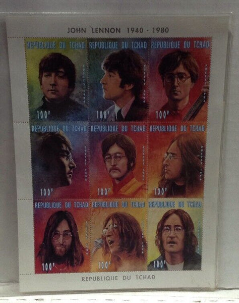 John Lennon 1940 - 1980 Portrait Stamps Republique Du Tchad w/COA #1368