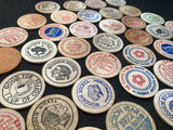 VINTAGE Style Wooden Nickel Custom Assorted Lot of 69 Wooden Nickels Made In USA
