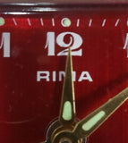 VTG MCM 1960s Bulova Lite Travel Alarm Clock Watch Red Leather Case Retro Japan