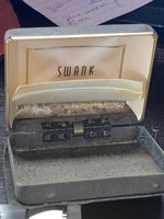 Vintage Swank Silver Tone Green Clip Set W Box