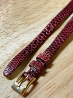 Vtg Hirsch Austrian Genuine Lizard Leather Open End Watch Band- 8mm K 666 Red