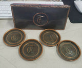 Vtg HYDE PARK HORSE COPPER BRASS TOBACCO CASE TRICKET BOX 8" x 4" with coasters